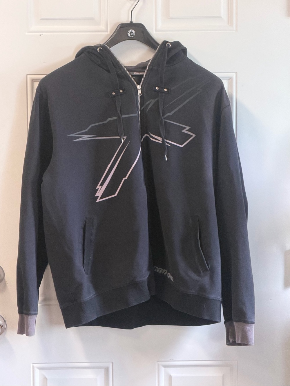 Men's Black Zip Hoodie with Graphic Logo